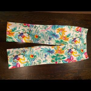 Crop cotton summer festive print pant with stretch. Size 4